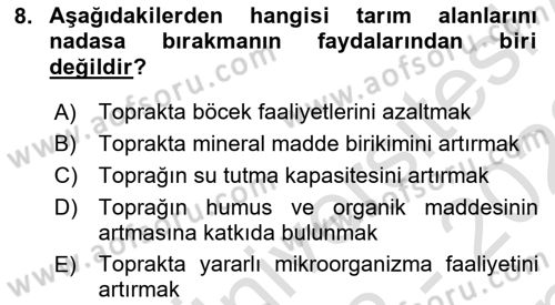 Bitki Su İlişkileri Dersi 2022 - 2023 Yılı (Final) Dönem Sonu Sınav Soruları 8. Soru
