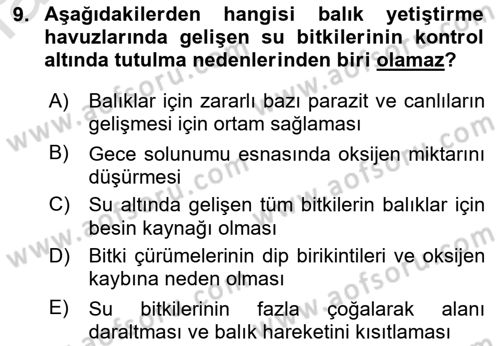Bitki Su İlişkileri Dersi 2022 - 2023 Yılı (Final) Dönem Sonu Sınav Soruları 9. Soru