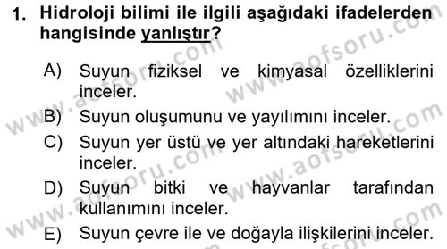Bitki Su İlişkileri Dersi 2022 - 2023 Yılı Yaz Okulu Sınav Soruları 1. Soru