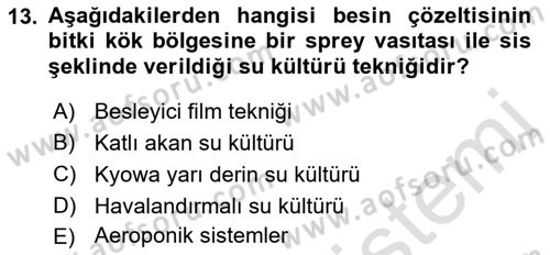 Bitki Su İlişkileri Dersi 2022 - 2023 Yılı Yaz Okulu Sınav Soruları 13. Soru