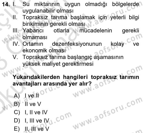 Bitki Su İlişkileri Dersi 2022 - 2023 Yılı Yaz Okulu Sınav Soruları 14. Soru