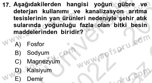 Bitki Su İlişkileri Dersi 2022 - 2023 Yılı Yaz Okulu Sınav Soruları 17. Soru