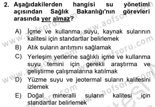 Bitki Su İlişkileri Dersi 2022 - 2023 Yılı Yaz Okulu Sınav Soruları 2. Soru