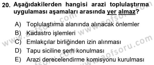 Bitki Su İlişkileri Dersi 2022 - 2023 Yılı Yaz Okulu Sınav Soruları 20. Soru
