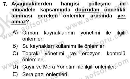 Bitki Su İlişkileri Dersi 2022 - 2023 Yılı Yaz Okulu Sınav Soruları 7. Soru