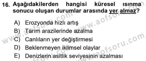 Bitki Su İlişkileri Dersi Ara Sınavı Deneme Sınav Soruları 16. Soru
