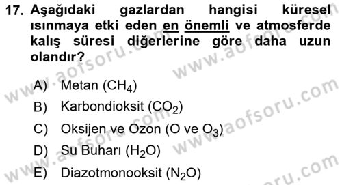 Bitki Su İlişkileri Dersi Ara Sınavı Deneme Sınav Soruları 17. Soru