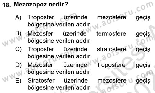 Bitki Su İlişkileri Dersi Ara Sınavı Deneme Sınav Soruları 18. Soru