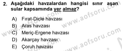 Bitki Su İlişkileri Dersi Ara Sınavı Deneme Sınav Soruları 2. Soru