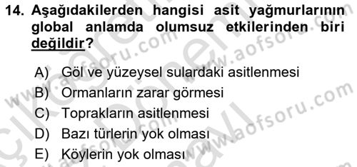 Bitki Su İlişkileri Dersi 2024 - 2025 Yılı (Final) Dönem Sonu Sınav Soruları 14. Soru