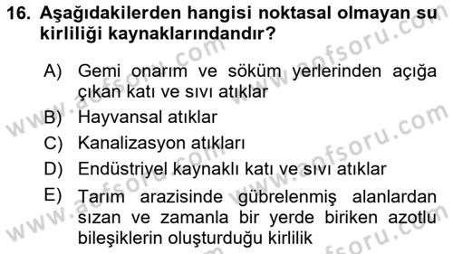 Bitki Su İlişkileri Dersi 2024 - 2025 Yılı (Final) Dönem Sonu Sınav Soruları 16. Soru
