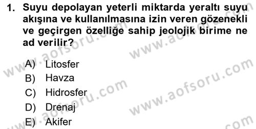 Bitki Su İlişkileri Dersi 2024 - 2025 Yılı Yaz Okulu Sınav Soruları 1. Soru