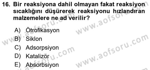 Bitki Su İlişkileri Dersi 2024 - 2025 Yılı Yaz Okulu Sınav Soruları 16. Soru