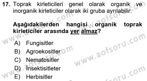 Bitki Su İlişkileri Dersi 2024 - 2025 Yılı Yaz Okulu Sınav Soruları 17. Soru
