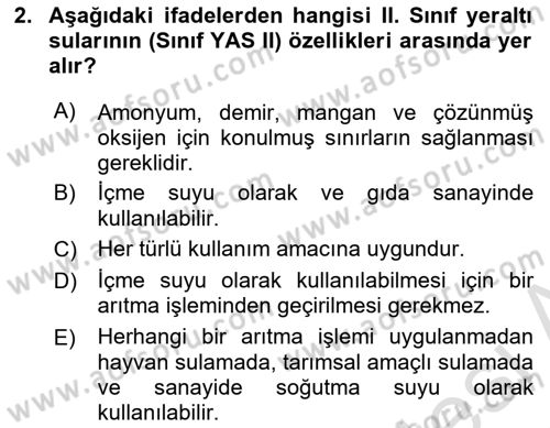 Bitki Su İlişkileri Dersi 2024 - 2025 Yılı Yaz Okulu Sınav Soruları 2. Soru