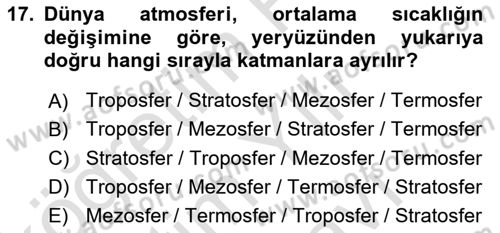 Bitki Su İlişkileri Dersi 2025 - 2026 Yılı (Vize) Ara Sınav Soruları 17. Soru