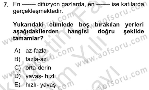 Bitki Su İlişkileri Dersi 2025 - 2026 Yılı (Vize) Ara Sınav Soruları 7. Soru