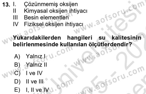 Bitki Su İlişkileri Dersi 2025 - 2026 Yılı (Final) Dönem Sonu Sınav Soruları 13. Soru