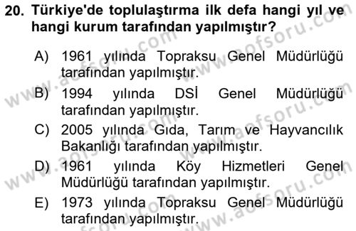 Bitki Su İlişkileri Dersi 2025 - 2026 Yılı (Final) Dönem Sonu Sınav Soruları 20. Soru