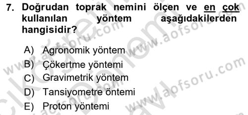 Bitki Su İlişkileri Dersi 2025 - 2026 Yılı (Final) Dönem Sonu Sınav Soruları 7. Soru