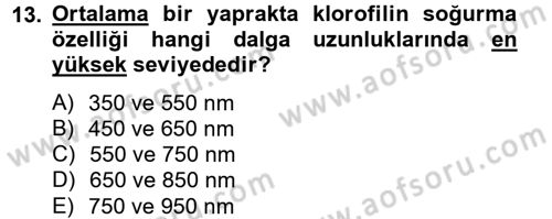 Örtü Altı Üretim Sistemleri Dersi 2012 - 2013 Yılı (Vize) Ara Sınav Soruları 13. Soru