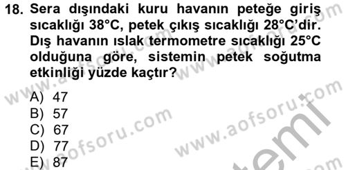 Örtü Altı Üretim Sistemleri Dersi 2012 - 2013 Yılı (Vize) Ara Sınav Soruları 18. Soru