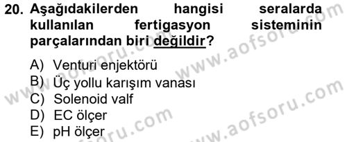 Örtü Altı Üretim Sistemleri Dersi 2012 - 2013 Yılı (Vize) Ara Sınav Soruları 20. Soru