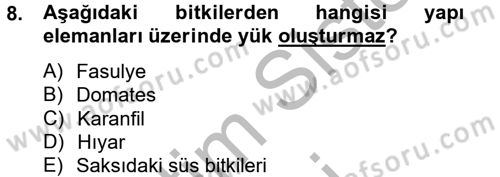 Örtü Altı Üretim Sistemleri Dersi 2012 - 2013 Yılı (Vize) Ara Sınav Soruları 8. Soru