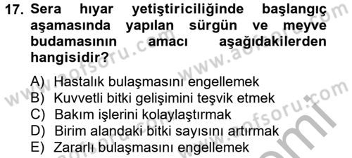 Örtü Altı Üretim Sistemleri Dersi 2012 - 2013 Yılı (Final) Dönem Sonu Sınav Soruları 17. Soru