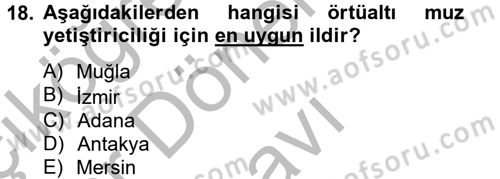 Örtü Altı Üretim Sistemleri Dersi 2012 - 2013 Yılı (Final) Dönem Sonu Sınav Soruları 18. Soru