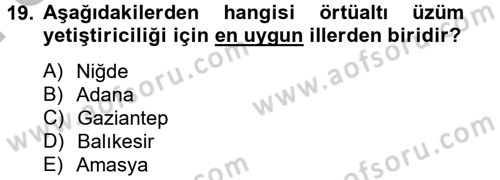 Örtü Altı Üretim Sistemleri Dersi 2012 - 2013 Yılı (Final) Dönem Sonu Sınav Soruları 19. Soru