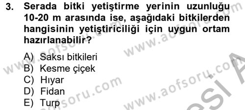 Örtü Altı Üretim Sistemleri Dersi 2012 - 2013 Yılı (Final) Dönem Sonu Sınav Soruları 3. Soru
