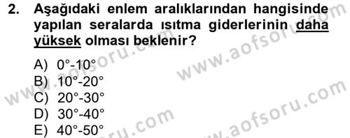 Örtü Altı Üretim Sistemleri Dersi 2013 - 2014 Yılı (Vize) Ara Sınav Soruları 2. Soru