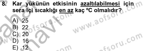 Örtü Altı Üretim Sistemleri Dersi 2013 - 2014 Yılı (Vize) Ara Sınav Soruları 8. Soru