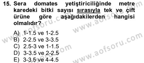 Örtü Altı Üretim Sistemleri Dersi 2013 - 2014 Yılı (Final) Dönem Sonu Sınav Soruları 15. Soru