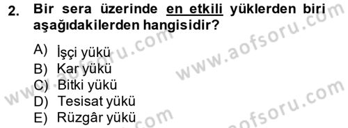 Örtü Altı Üretim Sistemleri Dersi 2013 - 2014 Yılı (Final) Dönem Sonu Sınav Soruları 2. Soru