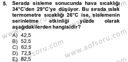 Örtü Altı Üretim Sistemleri Dersi 2013 - 2014 Yılı (Final) Dönem Sonu Sınav Soruları 5. Soru