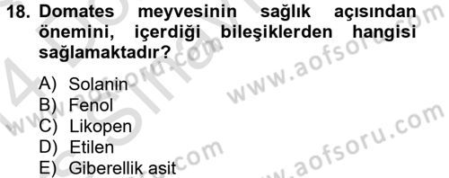Örtü Altı Üretim Sistemleri Dersi 2013 - 2014 Yılı Tek Ders Sınav Soruları 18. Soru
