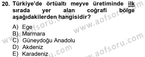 Örtü Altı Üretim Sistemleri Dersi 2013 - 2014 Yılı Tek Ders Sınav Soruları 20. Soru