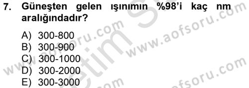 Örtü Altı Üretim Sistemleri Dersi 2013 - 2014 Yılı Tek Ders Sınav Soruları 7. Soru