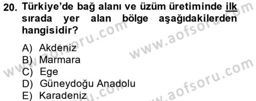 Örtü Altı Üretim Sistemleri Dersi 2014 - 2015 Yılı (Final) Dönem Sonu Sınav Soruları 20. Soru