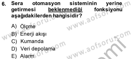 Örtü Altı Üretim Sistemleri Dersi 2014 - 2015 Yılı (Final) Dönem Sonu Sınav Soruları 6. Soru