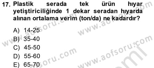 Örtü Altı Üretim Sistemleri Dersi 2014 - 2015 Yılı Tek Ders Sınav Soruları 17. Soru
