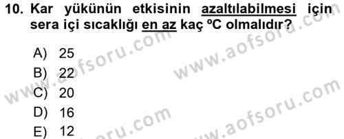 Örtü Altı Üretim Sistemleri Dersi 2015 - 2016 Yılı (Vize) Ara Sınav Soruları 10. Soru
