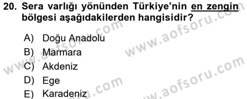 Örtü Altı Üretim Sistemleri Dersi 2015 - 2016 Yılı (Vize) Ara Sınav Soruları 20. Soru
