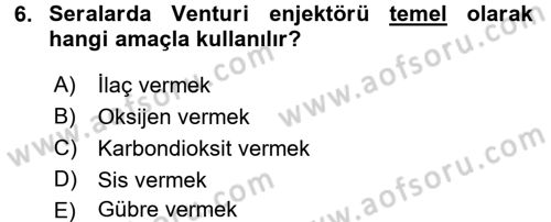 Örtü Altı Üretim Sistemleri Dersi 2015 - 2016 Yılı (Vize) Ara Sınav Soruları 6. Soru