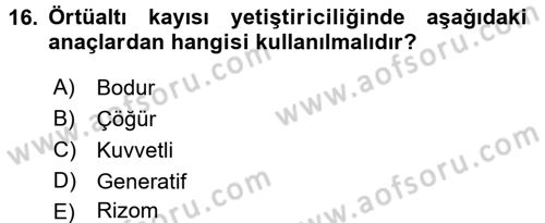 Örtü Altı Üretim Sistemleri Dersi 2015 - 2016 Yılı (Final) Dönem Sonu Sınav Soruları 16. Soru