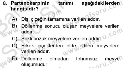 Örtü Altı Üretim Sistemleri Dersi 2015 - 2016 Yılı (Final) Dönem Sonu Sınav Soruları 8. Soru