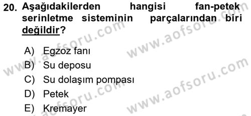 Örtü Altı Üretim Sistemleri Dersi 2015 - 2016 Yılı Tek Ders Sınav Soruları 20. Soru