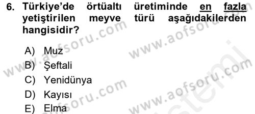 Örtü Altı Üretim Sistemleri Dersi 2015 - 2016 Yılı Tek Ders Sınav Soruları 6. Soru